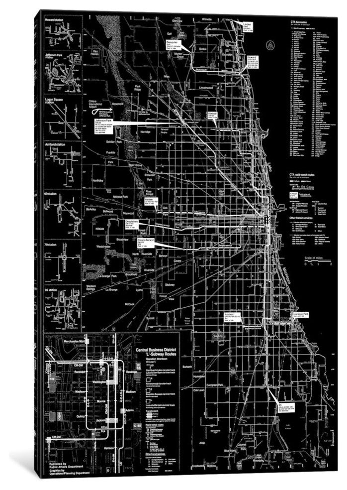 "Modern Art - Chicago Transit Negative" by 5by5collective, 26x18x1.5"