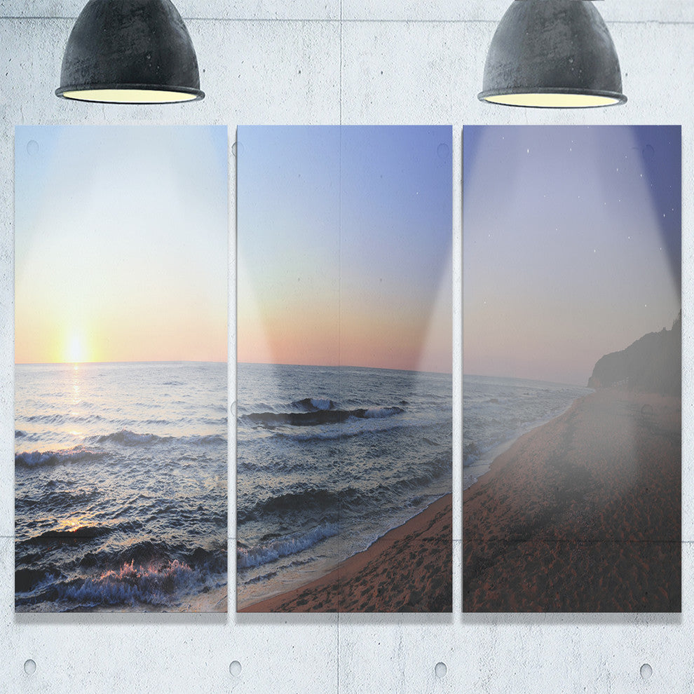 "Sunset Beach Panorama" Metal Wall Art, 3 Panels, 36"x28"