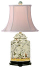 Chinese Porcelain Scallop Ginger Jar Table Lamp Bird Floral Motif 22"