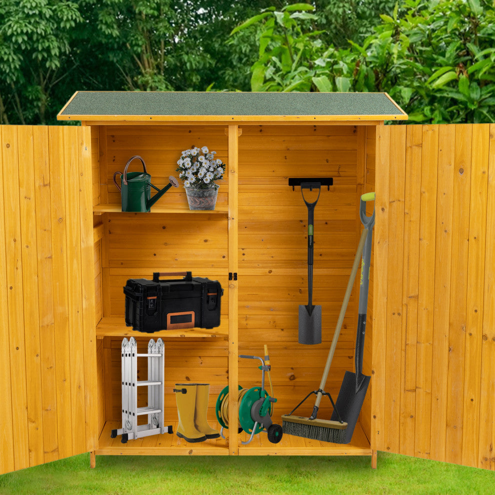 Outdoor Storage Shed With Lockable Door, Natural
