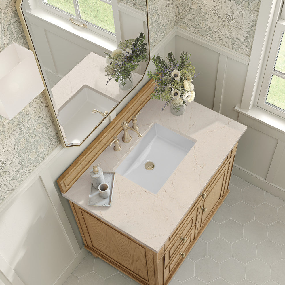 Lorelai 36" Single Vanity, Light Natural Oak, 3 CM Eternal Marfil Top
