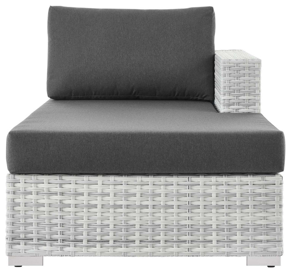 Lounge Chair Chaise, Rattan, Wicker, Gray, Modern, Outdoor Patio Bistro
