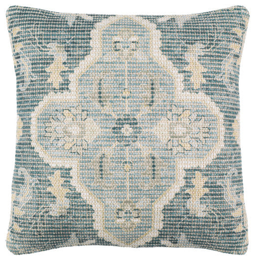 Surya Samsun Pillow Shell With Down Insert 18"H X 18"W - Cream, Teal