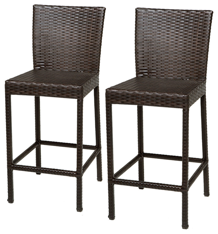 Belle Bar Table Set with Cart, 5 Piece Outdoor Wicker Patio Furniture Espresso