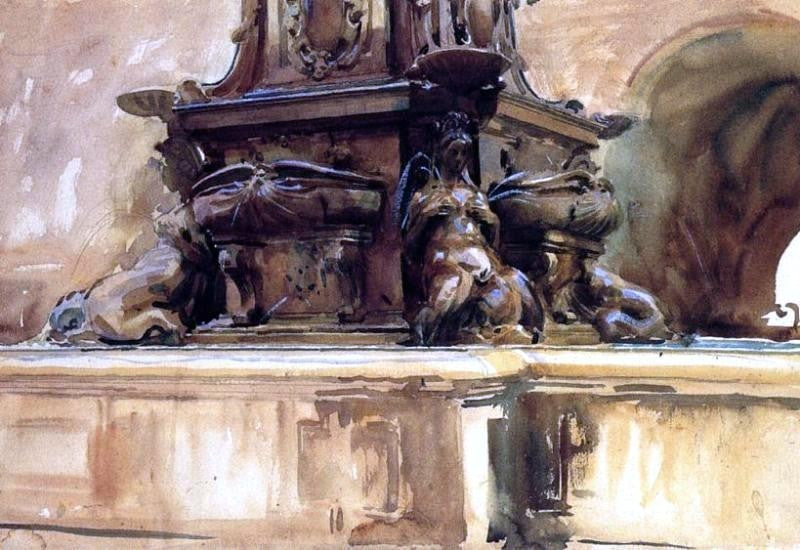 John Singer Sargent Bologna Fountain, 18"x27" Wall Decal