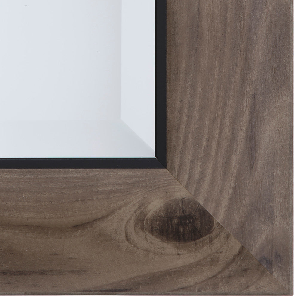 Mirror, Frame, Gray Wood, Black Trim