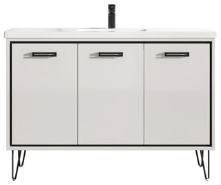 Bonnie 48" Single Bathroom Vanity Set Ceramic, Glossy White
