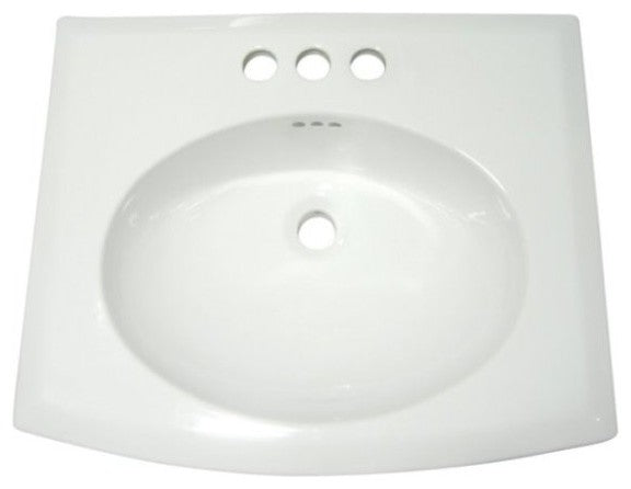 Courtyard White China Countertop Bathroom Sink with 4" Center LBTS22187W34