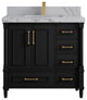 Aberdeen 36 Center Sink Bath Vanity in Black 2" Venatino Quartz