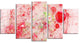 Red Fractal Planet of Bubbles, Contemporary Wall Art Canvas, 60"x32", 5 Panels