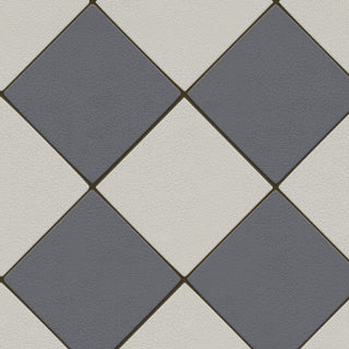 Joli Sol Checkers Slate and Light Gray Vinyl Mat, 48x72 Rectangle