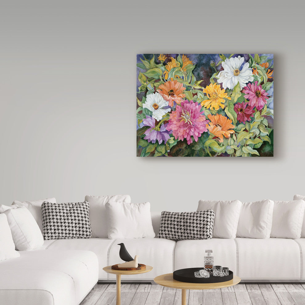 Joanne Porter 'Multi-Colored Zinnias' Canvas Art, 47"x35"