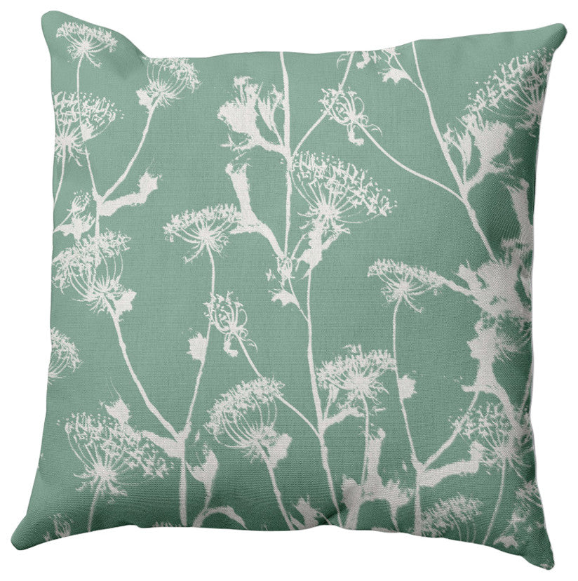 Windy Blossom Pillow, Green, 26"x26"