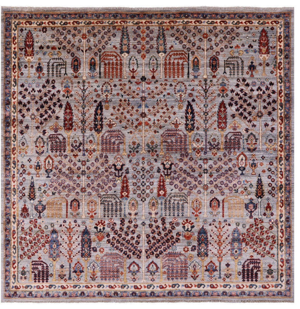 6' Square Persian Ziegler Handmade Wool Rug - Q12885
