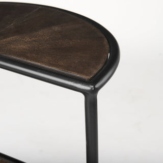 Arlo Dark Brown Solid Wood w/ Black Iron Base End Table