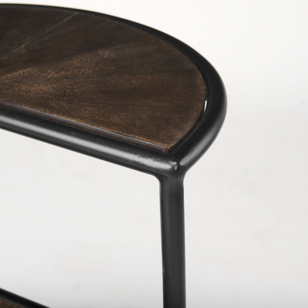 Arlo Dark Brown Solid Wood w/ Black Iron Base End Table