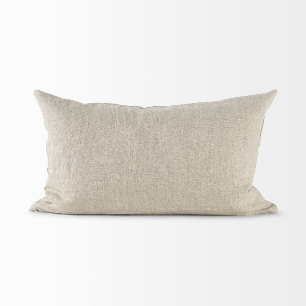 Beige and White Patterned Lumbar Pillow Cover