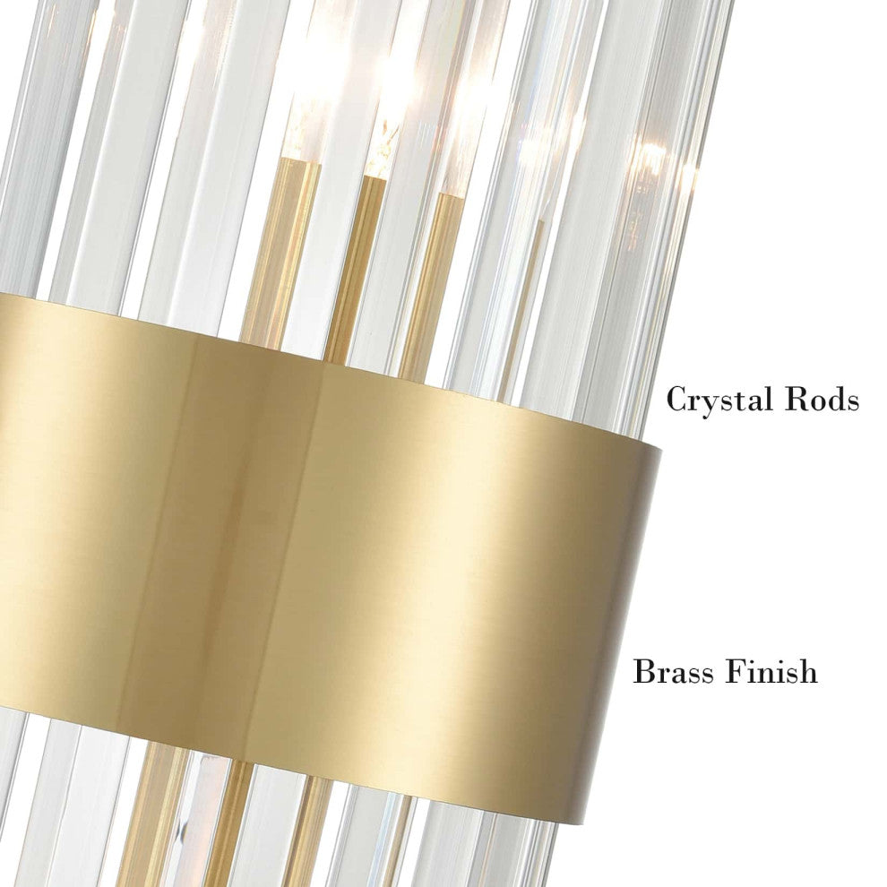 Clear Glass Wall Sconces Lighting, Set of 2, Brass