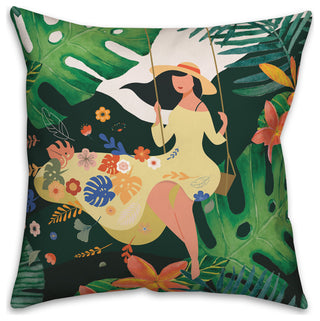 Jungle Swing Girl 18x18 Spun Poly Pillow