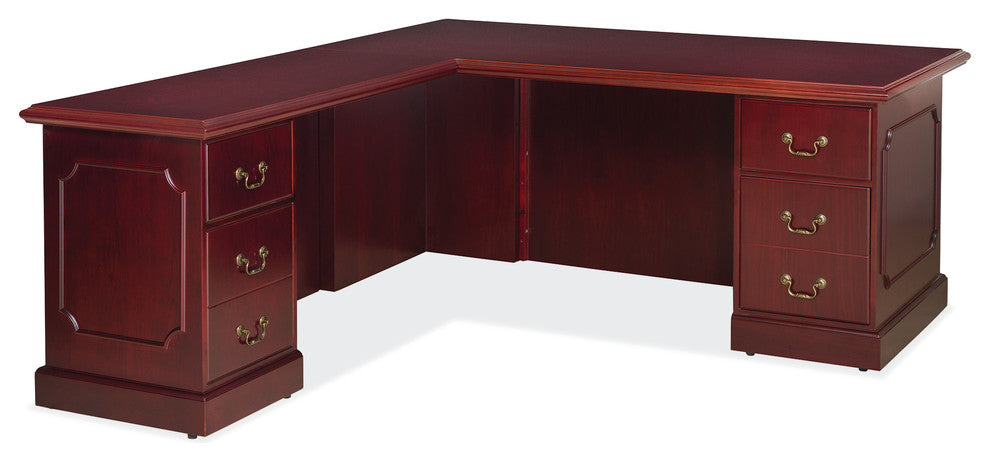 72" Mahogany L-Shaped Desk, Left