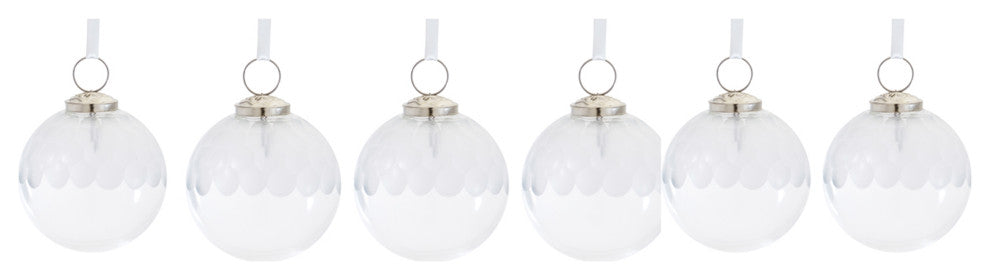 Clear Glass Ball Ornament, Set of 6