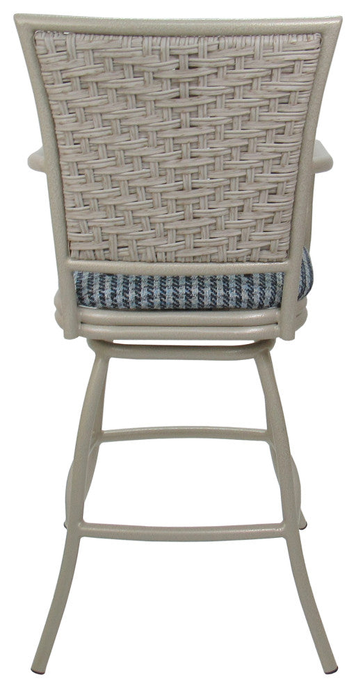 Set of 3, Outdoor/Indoor Erin Counter/Bar Stool, Coco Indigo Blue on Beige, 26"
