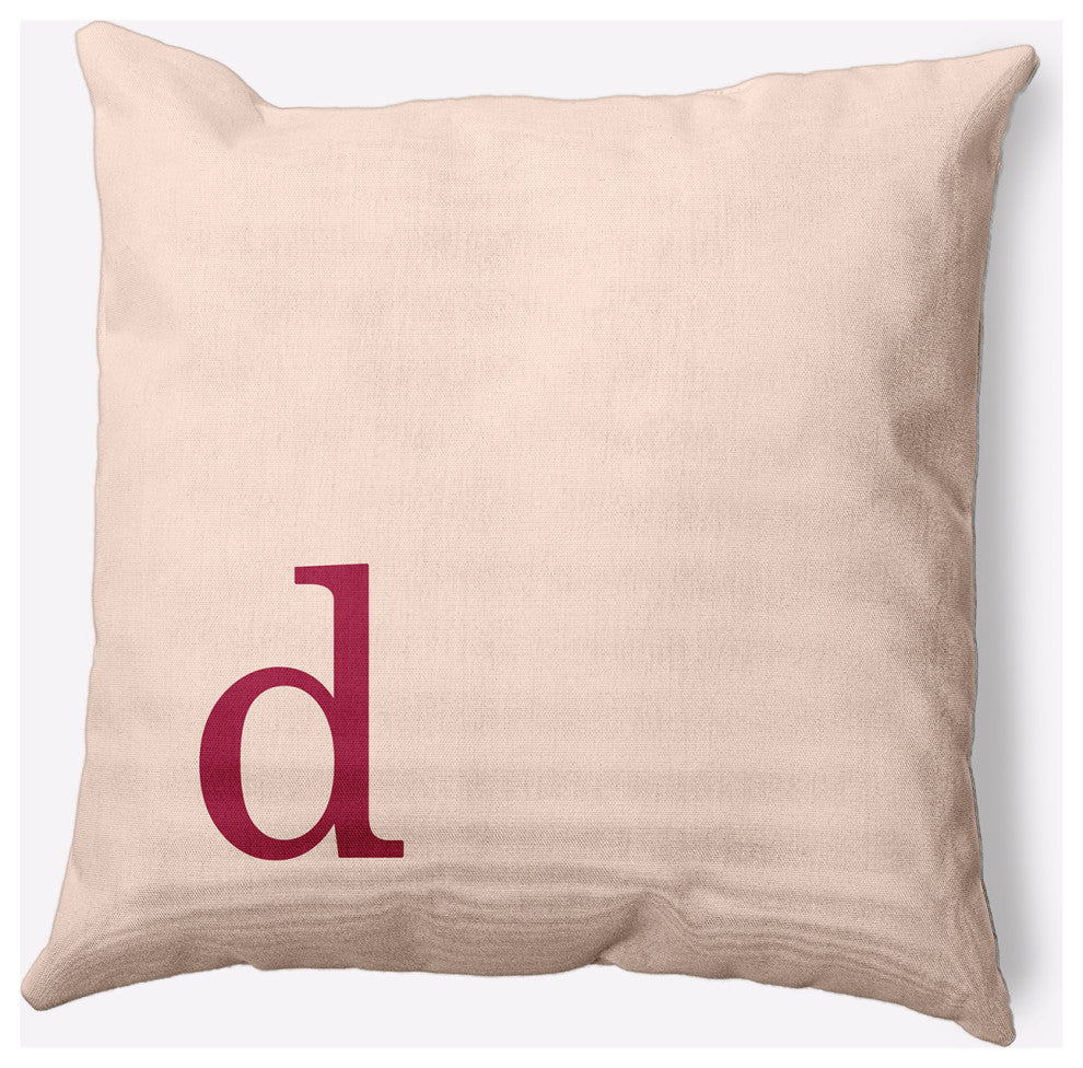 20" x 20" Modern Monogram Indoor/Outdoor Polyester Throw Pillow, Cranberry