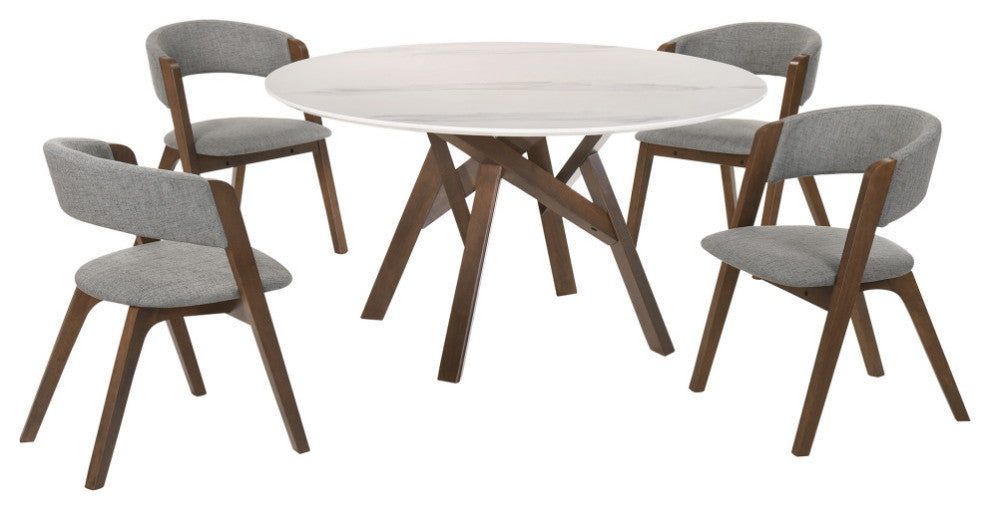 Venus Rowan 5-Piece Dining Set, Walnut