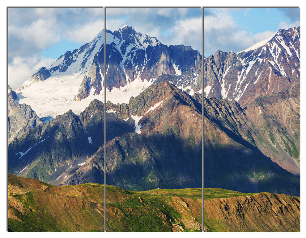 Beautiful Caucasus Mountains, Landscape Triptych Canvas Print, 36x28, 3 Panels
