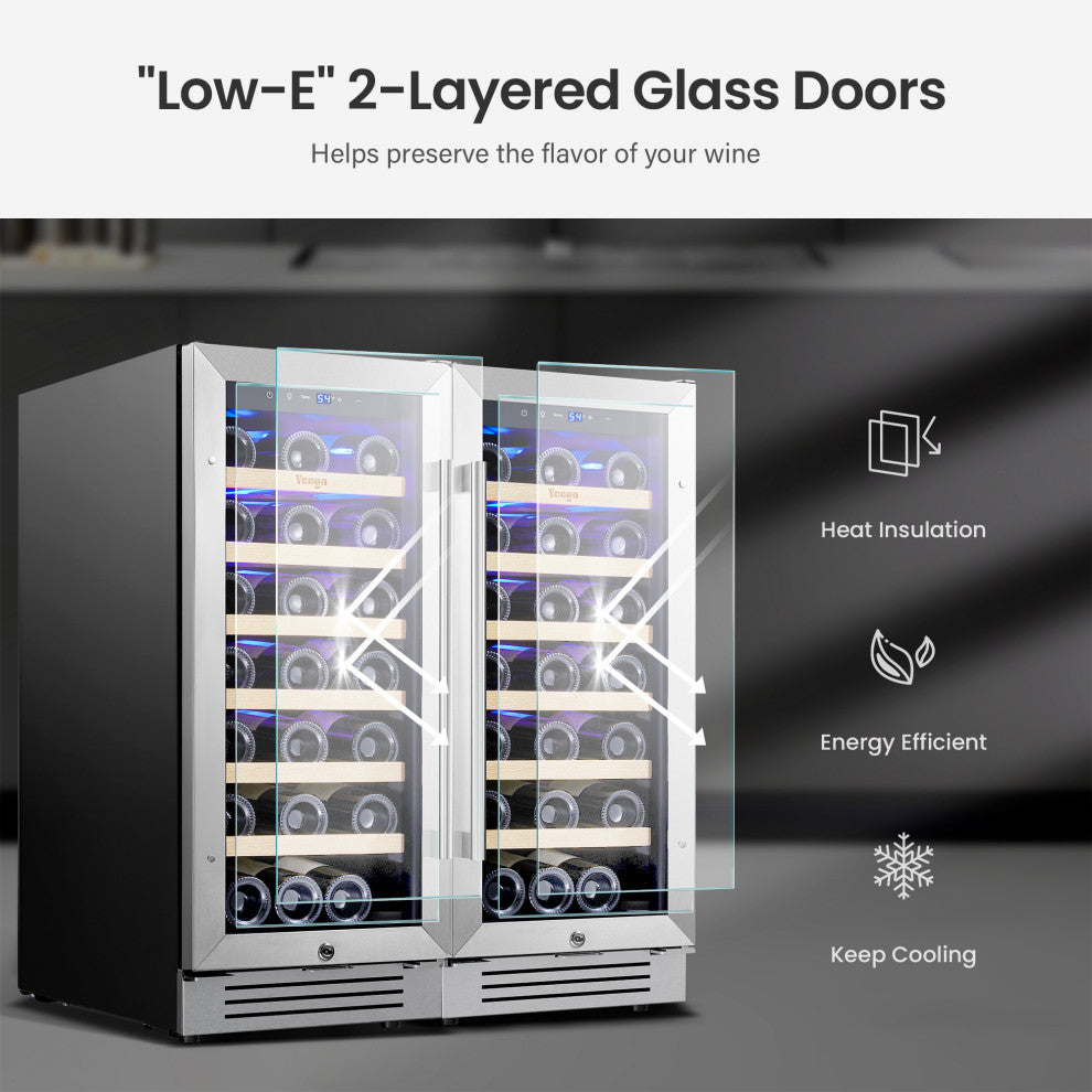 Yeego 30" Dual Zone Cellar Cooling Unit 66-Bottles Built- in Wine Cooler