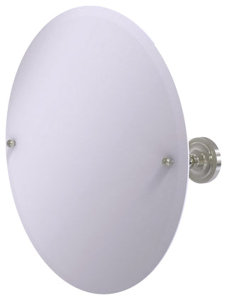 Frameless Round Beveled Edge Tilt Mirror, Satin Nickel
