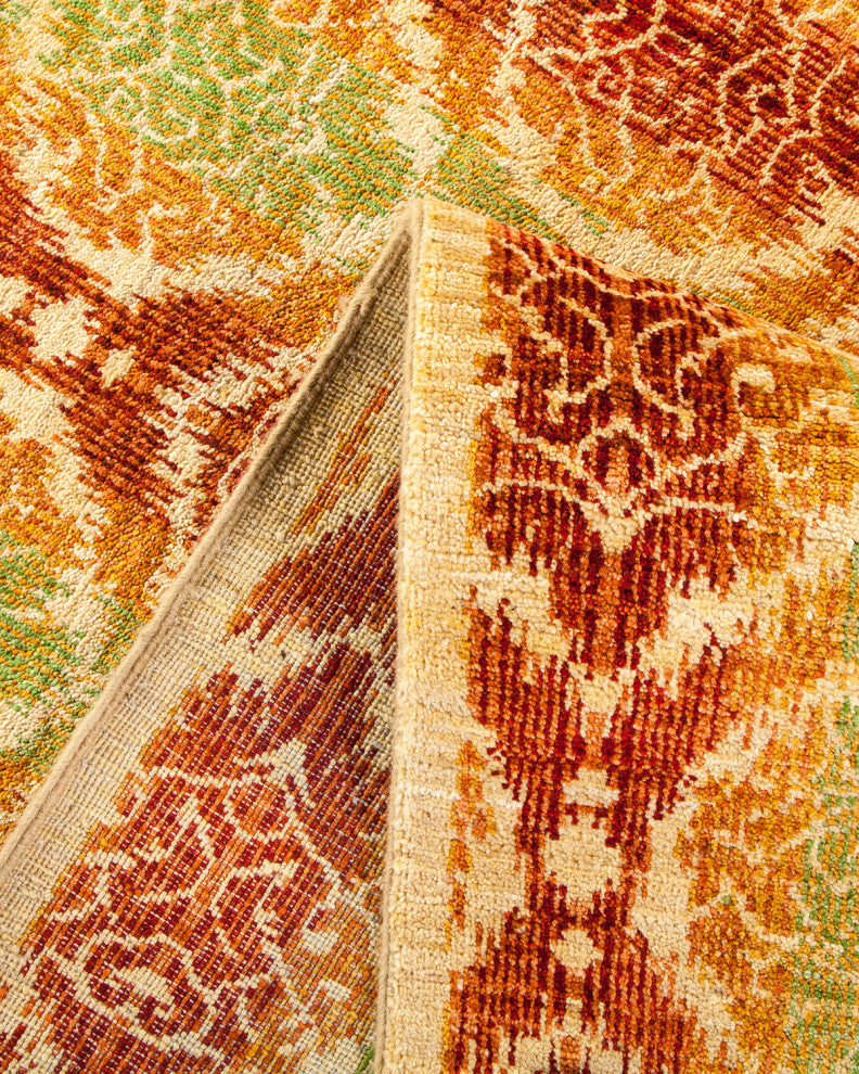 Suzani, One-of-a-Kind Hand-Knotted Area Rug Yellow, 6'2"x8'6"