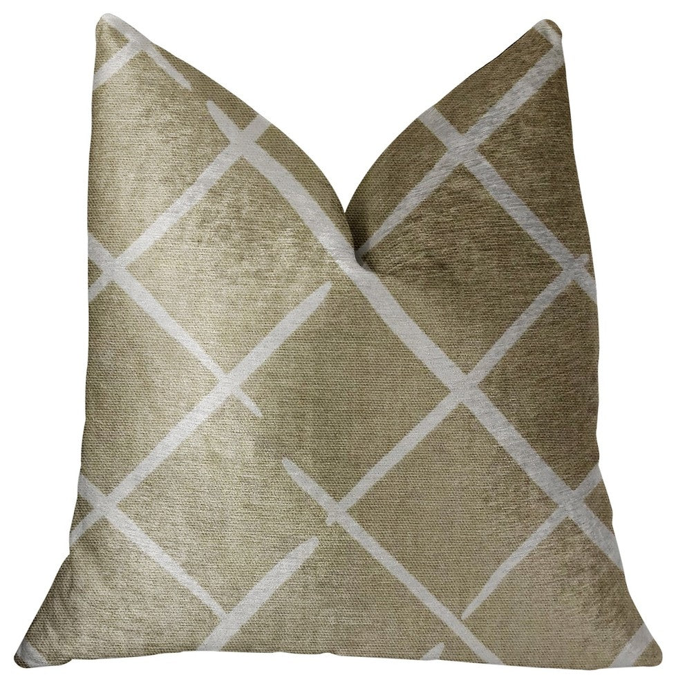 DaVinci Beige and Brown Luxury Throw Pillow, 24"x24"