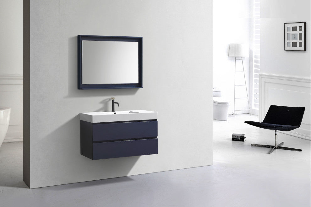 Bliss 40" Wall Mount Bathroom Vanity, Blue