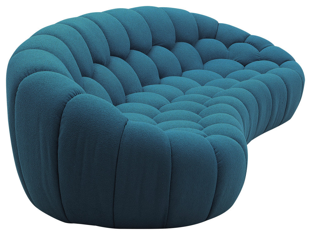 Divani Casa Yolonda Modern Curved Dark Teal Fabric Sofa