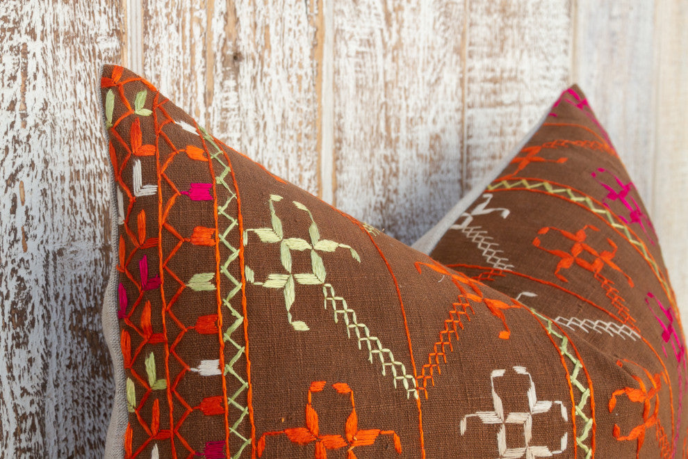 Kara Antique Indian Folk Lumbar Pillow