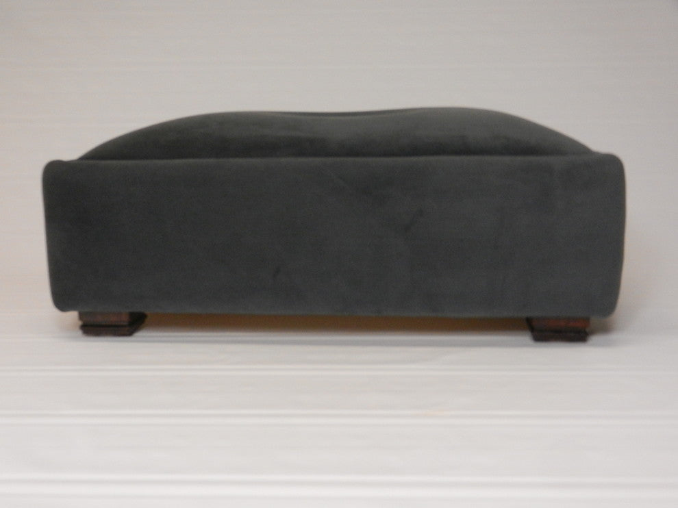 Grand Deco Tufted Suede Footstool - Available in 7 colors, Black
