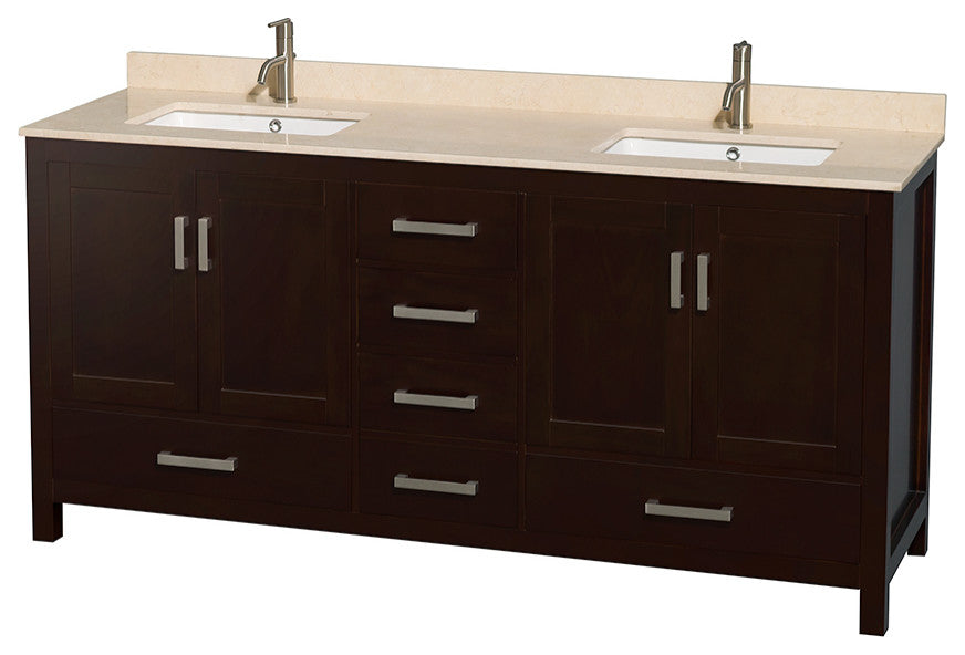 Wyndham WCS141472DESIVUNSM70 Espresso Double Vanity with Ivory Marble Top
