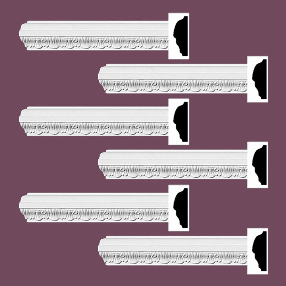 Ornate Cornice White Urethane Design 6 Pieces Totaling 564" Length