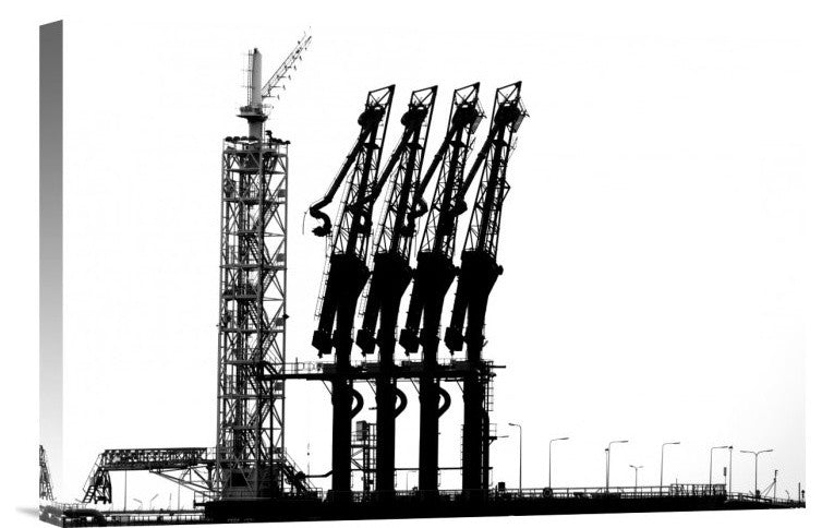 "Rotterdam-Harbour" Stretched Canvas Giclee by Jan Niezen, 18x12"
