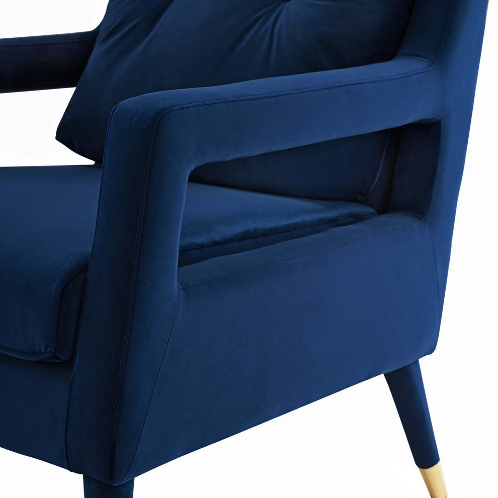 Armchair Accent Chair, Set of 2, Velvet, Blue Navy, Modern, Lounge Hospitality