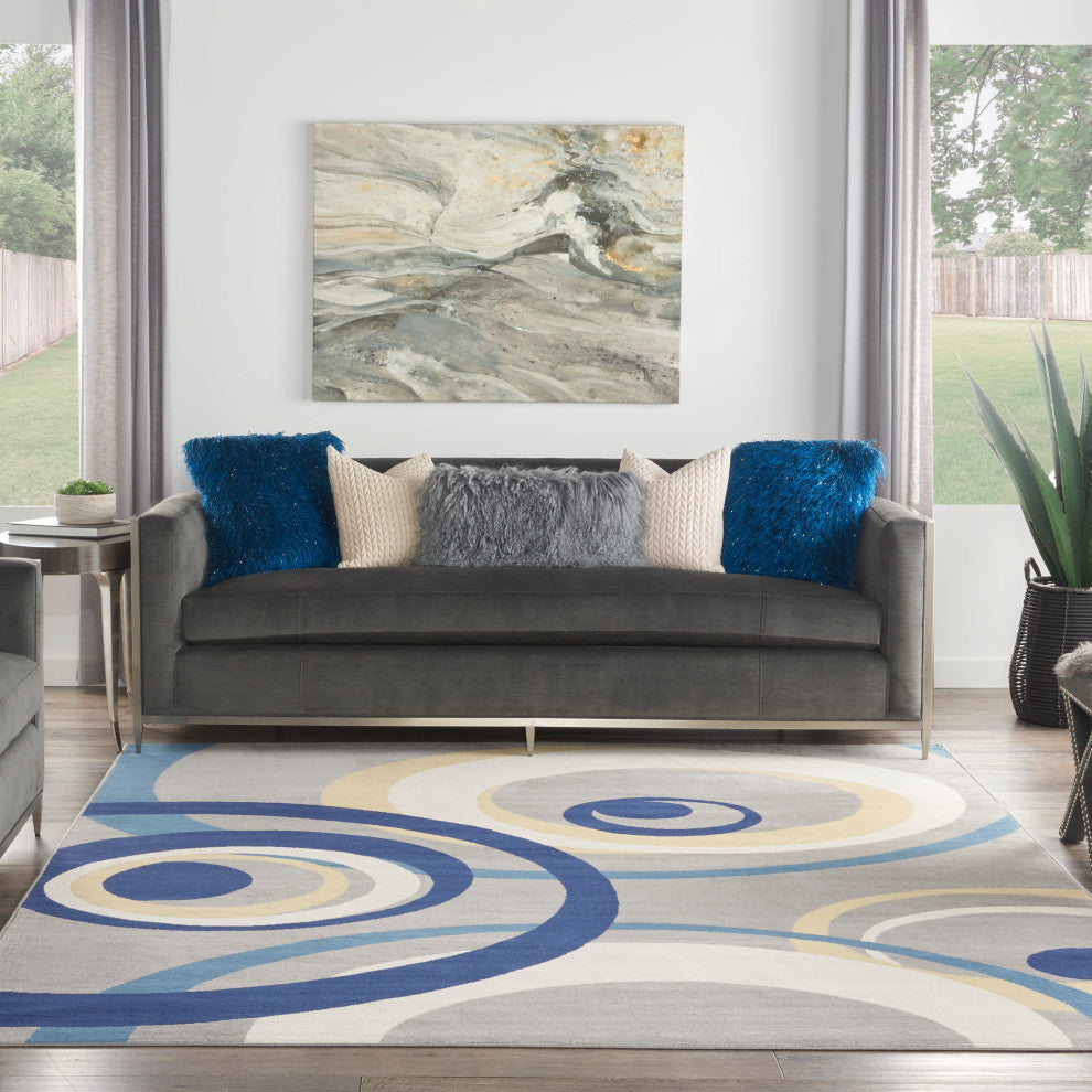Nourison Grafix 7' x 10' Grey Mid-Century Modern Indoor Area Rug
