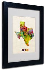 'Texas Map' Matted Framed Canvas Art by Michael Tompsett