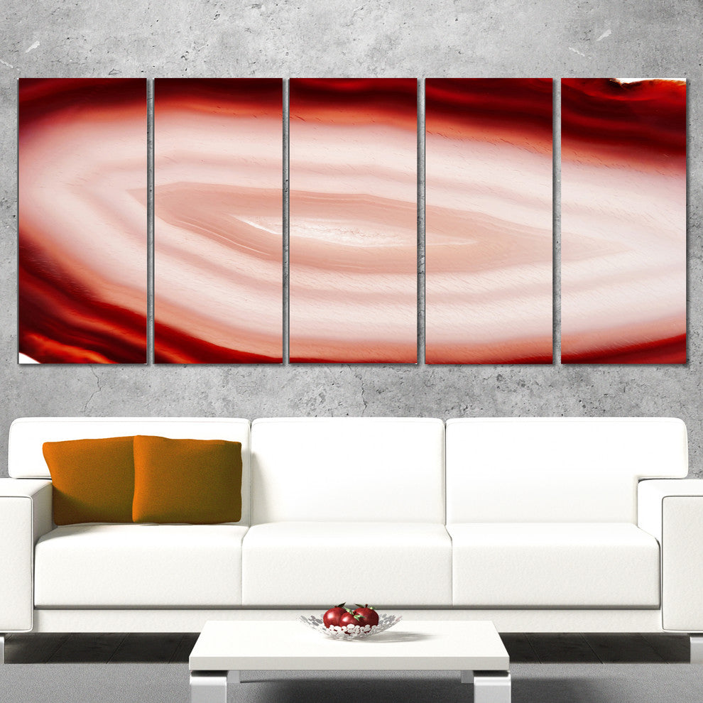 Agate with Chalcedony Geological Crystal, Abstract Canvas Art, 60"x28", 5 Panels