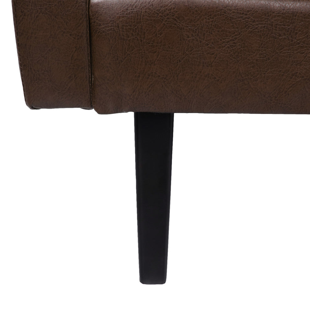 Dowd Mid Century Modern Faux Leather 3 Seater Sofa, Dark Brown
