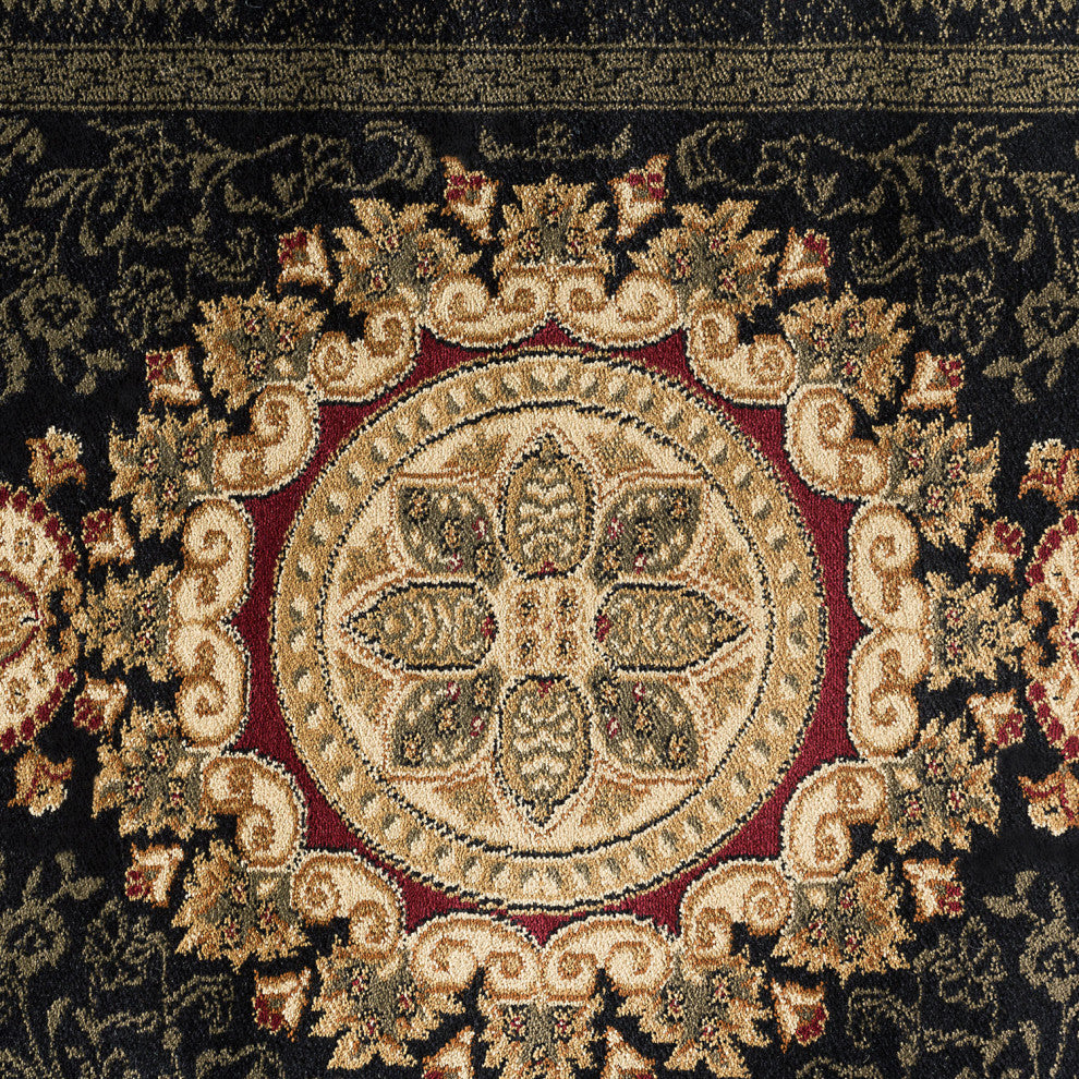 Jayden Traditional Oriental Area Rug, Black, 8'9''x12'3''