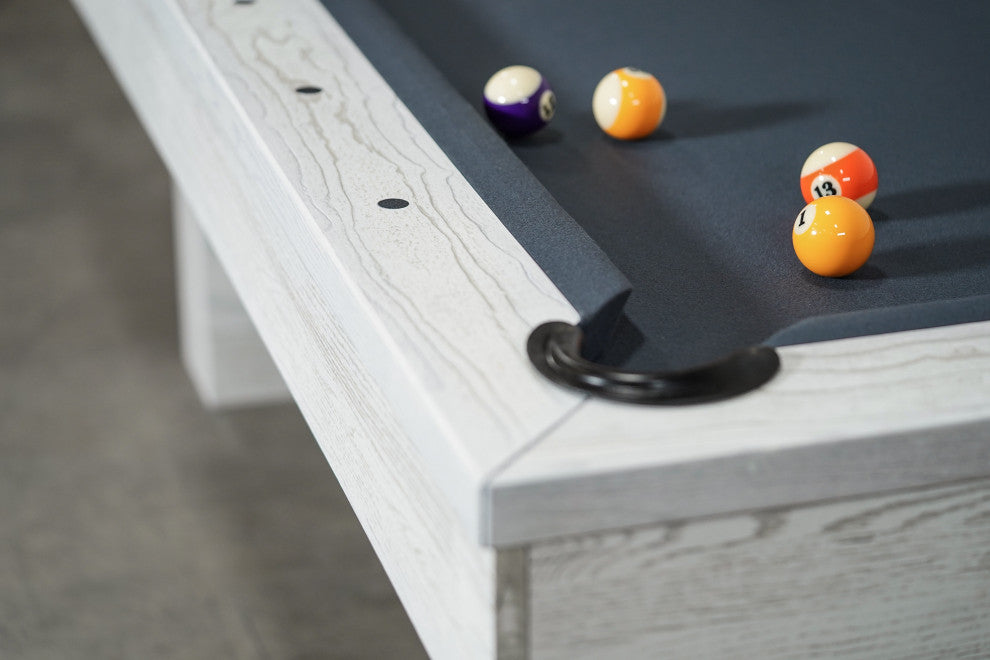 Rocky 8' Slate Pool Table, White Wash