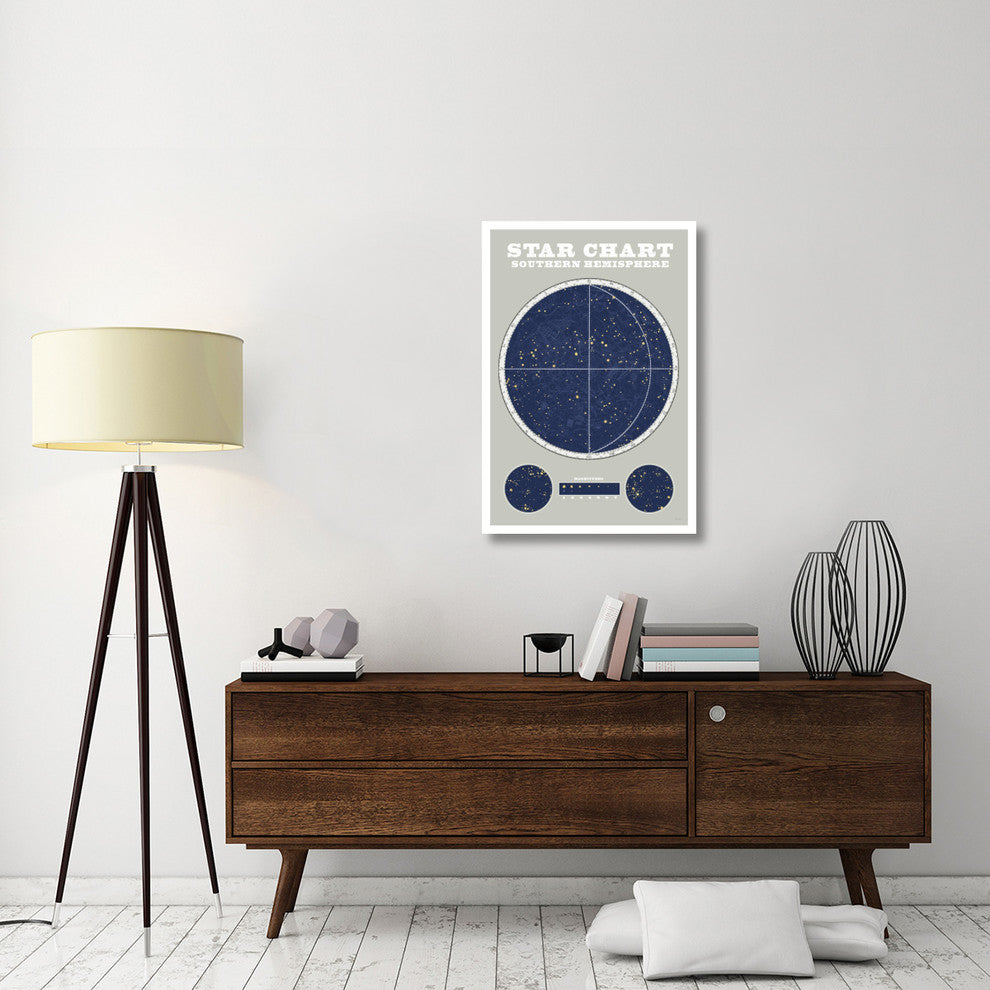"Southern Star Chart Blue Gray" Digital Paper Print by Sue Schlabach, 26"x38"