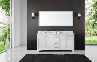 72" Double Sink Bathroom Vanity With Carrara Marble Top