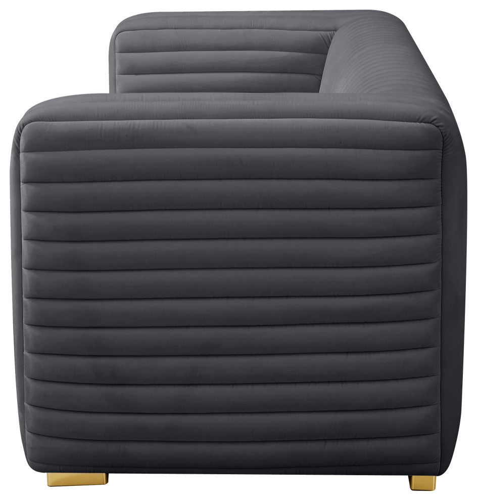 Ravish Velvet Upholstered Chair, Gray, Loveseat
